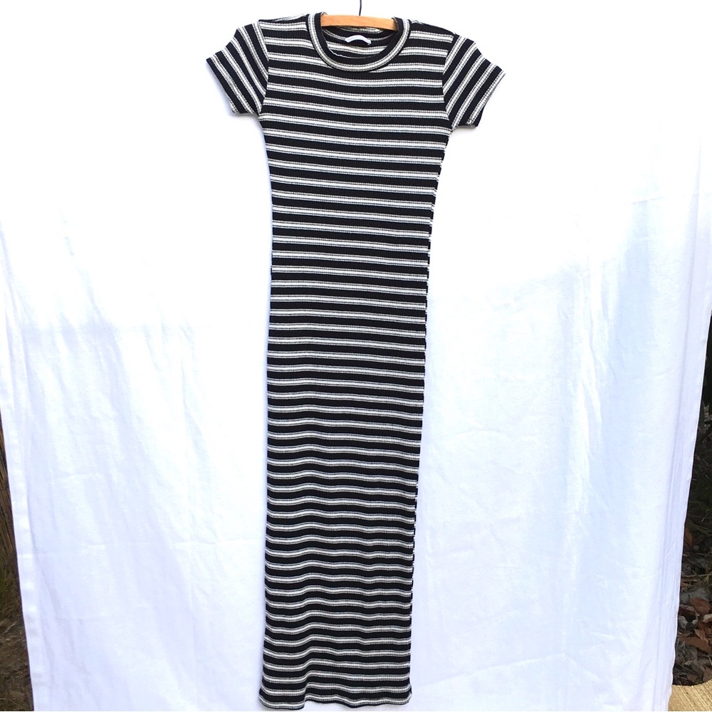 Zara stretch knit stripe bodycon dress long